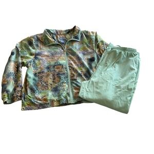 Koret Sport Tracksuit Set‎ Women PXL/PL Mint Green Paisley Zip Jacket Pants